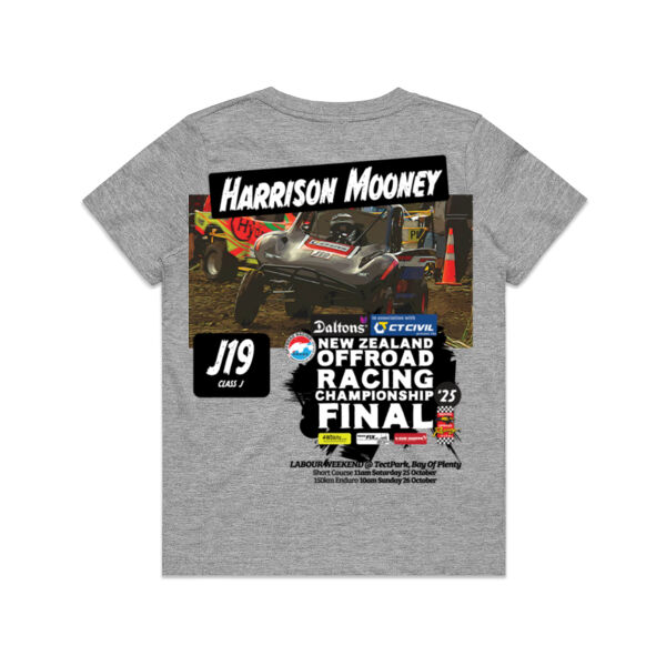 J19 Harrison Mooney ORANZ Final 2025 Print on Back of Kids Tee Shirt - Kids Sizes - A good range of garment colours Thumbnail