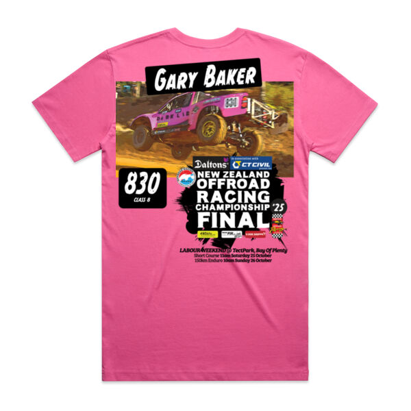 830 Gary Baker ORANZ NZ Offroad Racing Championship 2025 FINAL tee shirt - All colours, all sizes Thumbnail